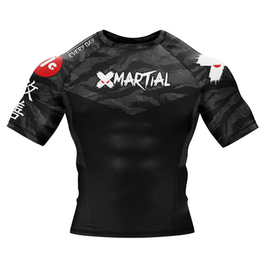 BJJ Rash Guard Black Tiger Camo X-Tech 25 Series XMARTIAL