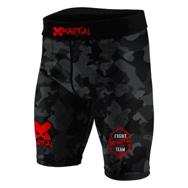 Black Camo Fight Team BJJ/MMA Compression Shorts XMARTIAL