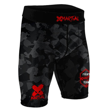 Black Camo Fight Team BJJ/MMA Compression Shorts XMARTIAL