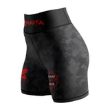 Black Camo Fight Team Women's BJJ/MMA Compression Shorts XMARTIAL