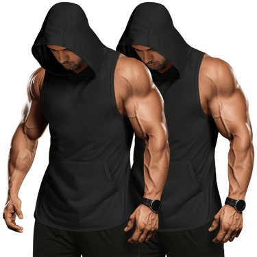 Black Sleeveless Hoodie (Pack of 2) XMARTIAL