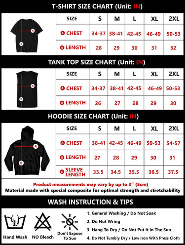 Flag Muay Thai Shirts Size Chart