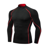 High Neck Long Sleeve Black Compression Shirt XMARTIAL