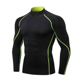 High Neck Long Sleeve Black Compression Shirt XMARTIAL