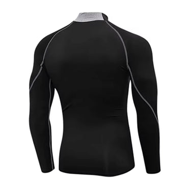 High Neck Long Sleeve Black Compression Shirt XMARTIAL