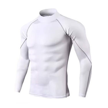 High Neck Long Sleeve White Compression Shirt XMARTIAL