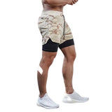 Khaki 2-in-1 Running Shorts XMARTIAL