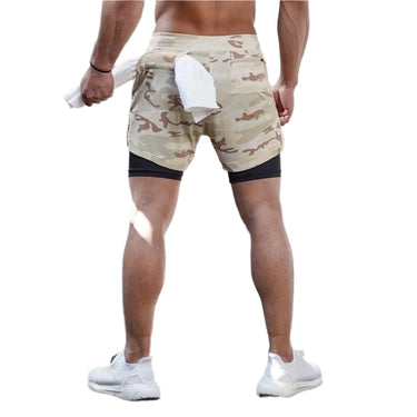 Khaki 2-in-1 Running Shorts XMARTIAL