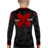 Kids BJJ Rash Guard Black Camo Fight Team X-Tech 25 Series XMARTIAL