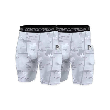 White Bright Camo Compression Shorts XMARTIAL