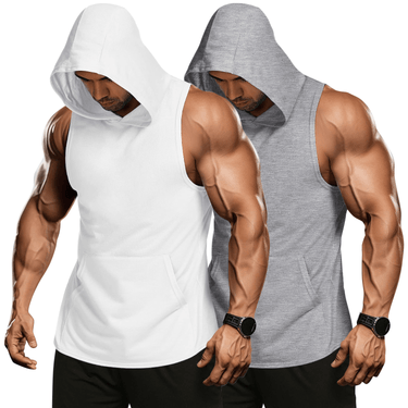 White+Grey Sleeveless Hoodie (Pack of 2) XMARTIAL