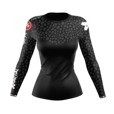 Women's BJJ Rash Guard Black Cheetah X-Tech 25 Series XMARTIAL