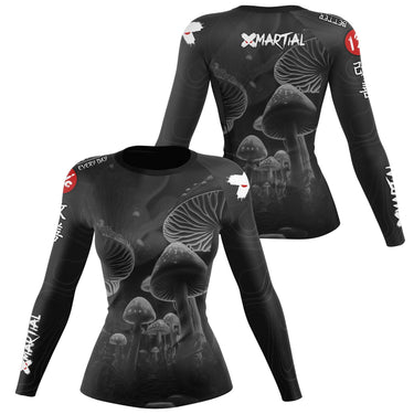 Women's BJJ Rash Guard Black Indigo Mushroom X-Tech 25 Series XMARTIAL