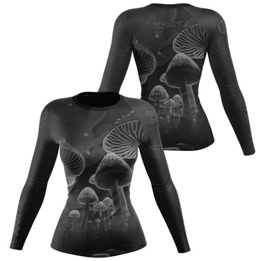 Women's BJJ Rash Guard Black Indigo Mushroom X-Tech 25 Series XMARTIAL