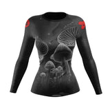 Women's BJJ Rash Guard Black Indigo Mushroom X-Tech 25 Series XMARTIAL