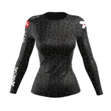 Women's BJJ Rash Guard Black Leopard X-Tech 25 Series XMARTIAL