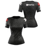 Women's BJJ Rash Guard Black Leopard X-Tech 25 Series XMARTIAL