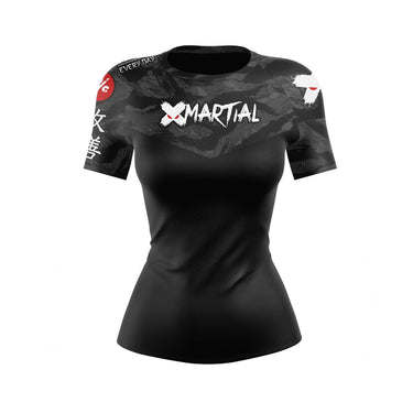 Women's BJJ Rash Guard Black Tiger Camo X-Tech 25 Series XMARTIAL