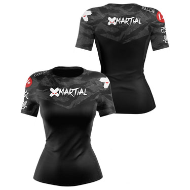 Women's BJJ Rash Guard Black Tiger Camo X-Tech 25 Series XMARTIAL