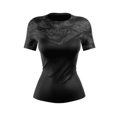 Women's BJJ Rash Guard Black Tiger Camo X-Tech 25 Series XMARTIAL